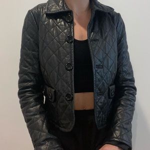 Quilted Real Leather Coat